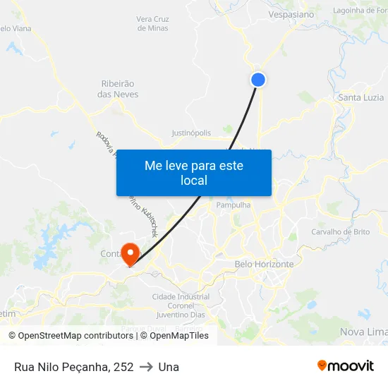 Rua Nilo Peçanha, 252 to Una map