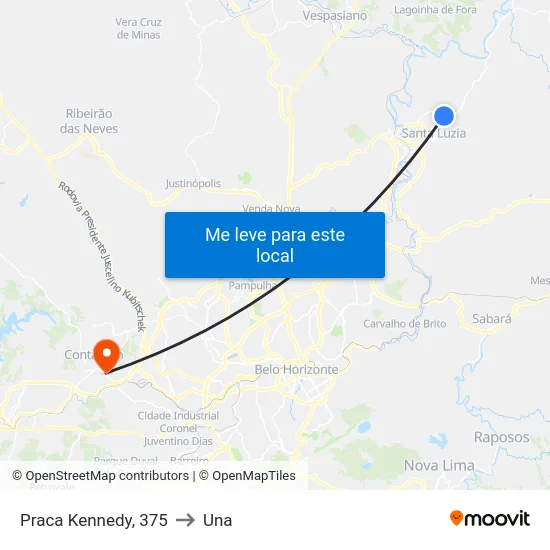 Praca Kennedy, 375 to Una map