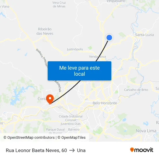 Rua Leonor Baeta Neves, 60 to Una map