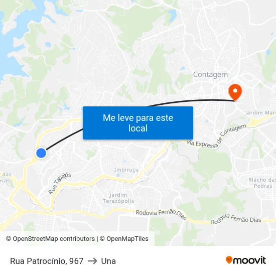 Rua Patrocínio, 967 to Una map