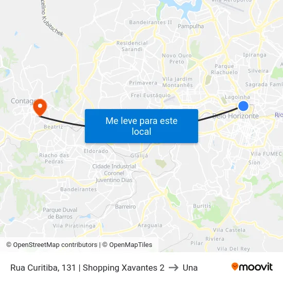 Rua Curitiba, 131 | Shopping Xavantes 2 to Una map