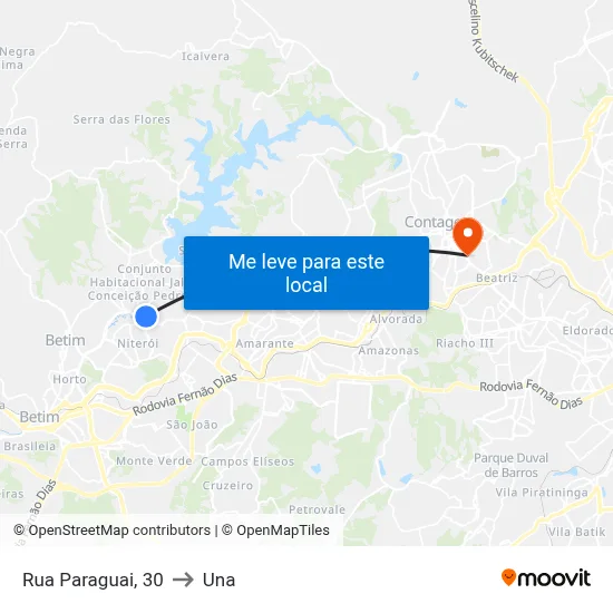 Rua Paraguai, 30 to Una map