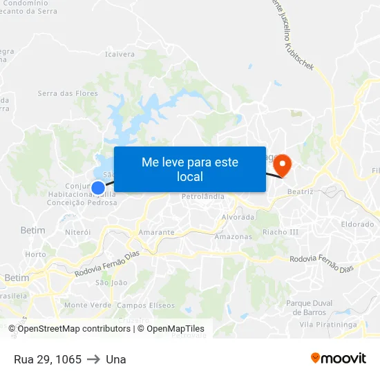 Rua 29, 1065 to Una map