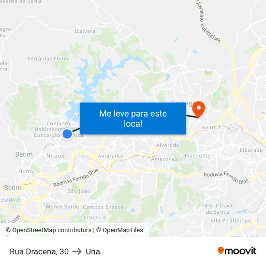 Rua Dracena, 30 to Una map