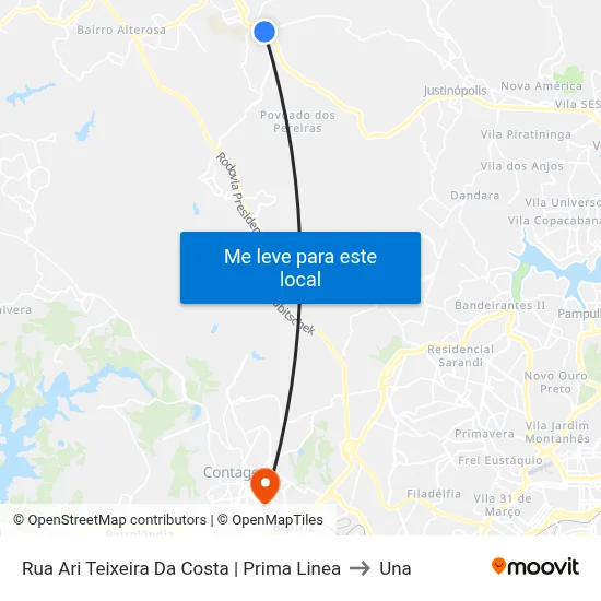 Rua Ari Teixeira Da Costa | Prima Linea to Una map