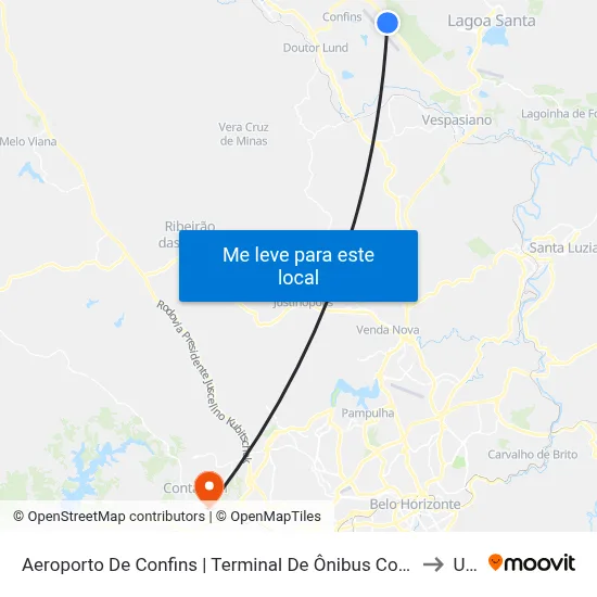 Aeroporto De Confins | Terminal De Ônibus Convencionais to Una map
