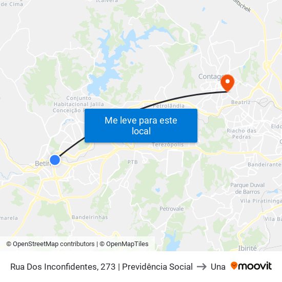 Rua Dos Inconfidentes, 273 | Previdência Social to Una map