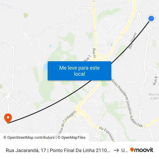 Rua Jacarandá, 17 | Ponto Final Da Linha 2110 No Jardim Laguna to Una map