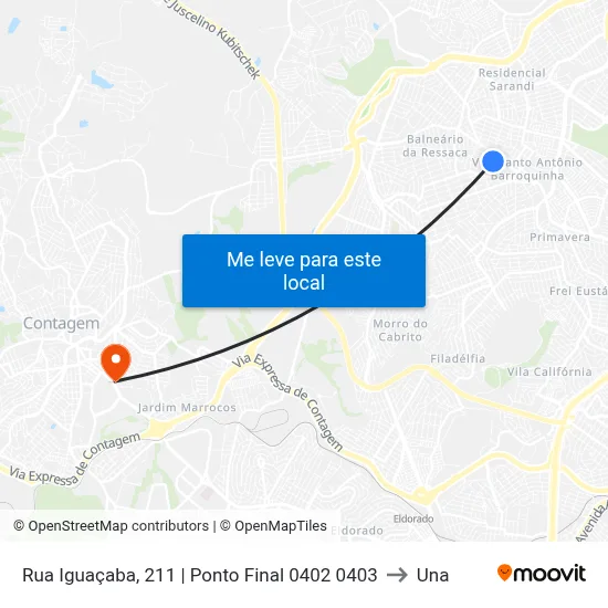 Rua Iguaçaba, 211 | Ponto Final 0402 0403 to Una map