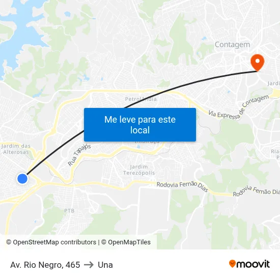 Av. Rio Negro, 465 to Una map