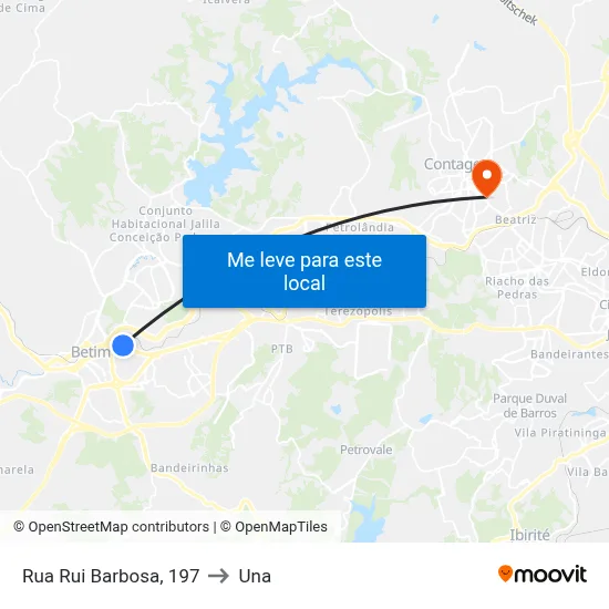 Rua Rui Barbosa, 197 to Una map