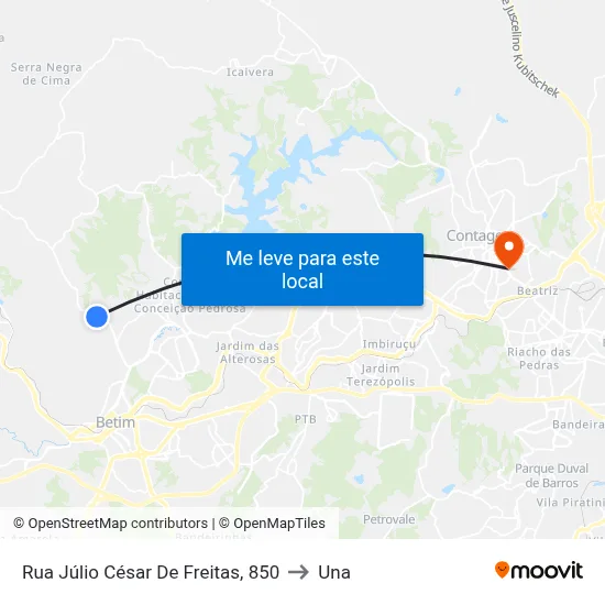Rua Júlio César De Freitas, 850 to Una map