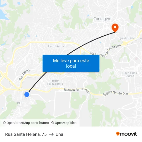 Rua Santa Helena, 75 to Una map