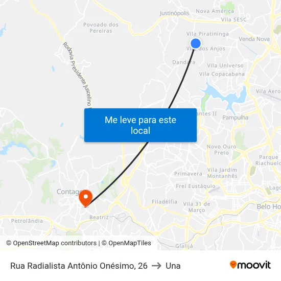 Rua Radialista Antônio Onésimo, 26 to Una map