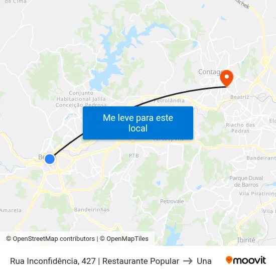 Rua Inconfidência, 427 | Restaurante Popular to Una map