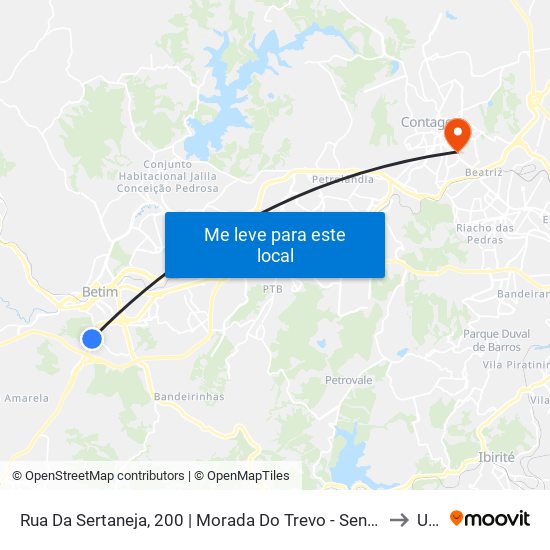 Rua Da Sertaneja, 200 | Morada Do Trevo - Sentido Betim to Una map