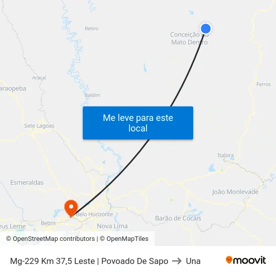 Mg-229 Km 37,5 Leste | Povoado De Sapo to Una map
