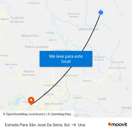 Estrada Para São José Da Serra, Sul to Una map