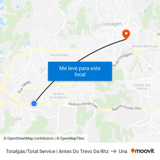 Totalgás/Total Service | Antes Do Trevo Da Ritz to Una map