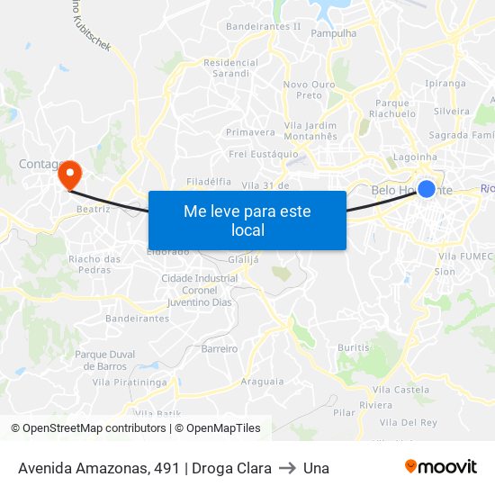 Avenida Amazonas, 491 | Droga Clara to Una map