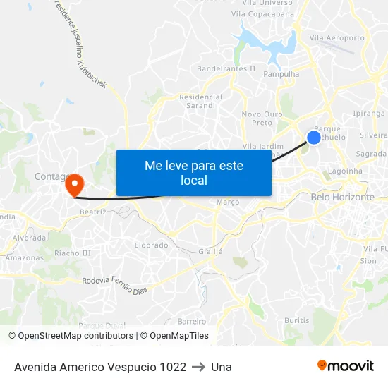 Avenida Americo Vespucio 1022 to Una map