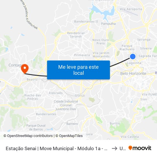 Estação Senai | Move Municipal - Módulo 1a - Sentido Centro to Una map