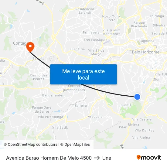 Avenida Barao Homem De Melo 4500 to Una map