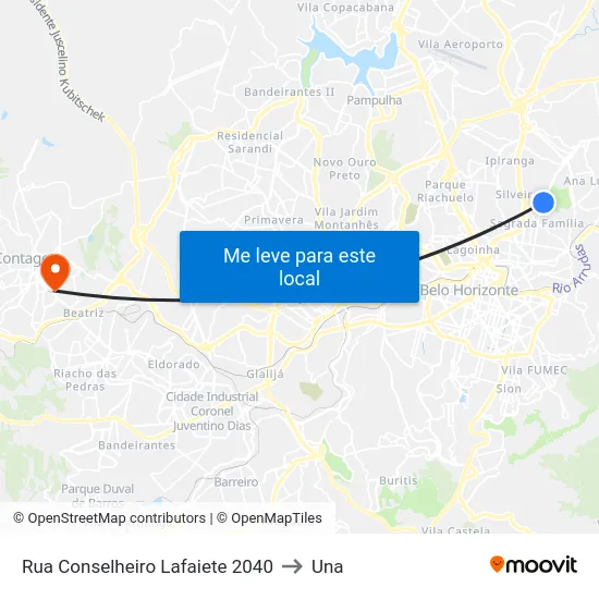 Rua Conselheiro Lafaiete 2040 to Una map