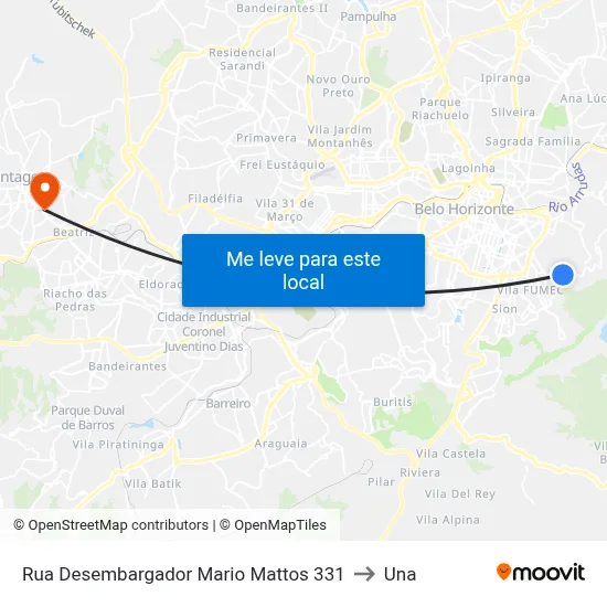 Rua Desembargador Mario Mattos 331 to Una map