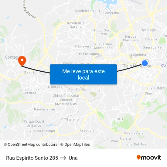 Rua Espirito Santo 285 to Una map