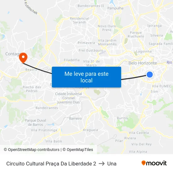 Circuito Cultural Praça Da Liberdade 2 to Una map