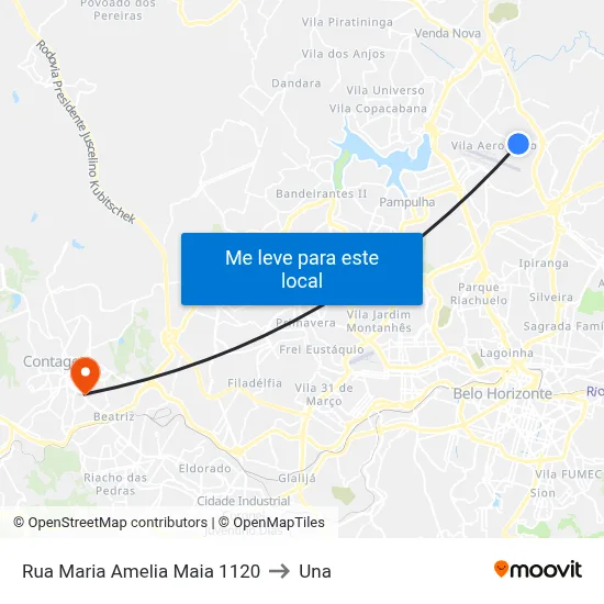 Rua Maria Amelia Maia 1120 to Una map