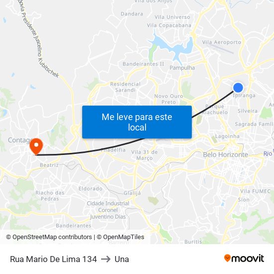 Rua Mario De Lima 134 to Una map