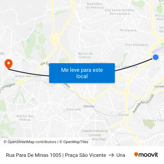 Rua Para De Minas 1005 | Praça São Vicente to Una map