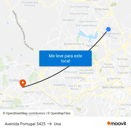 Avenida Portugal 5425 to Una map