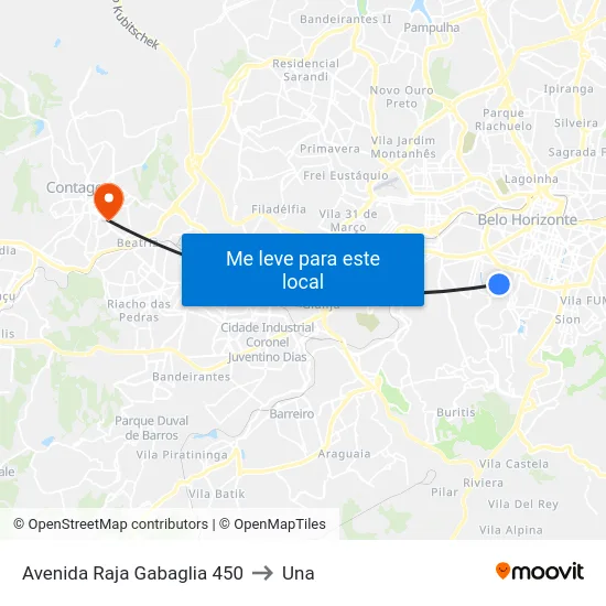 Avenida Raja Gabaglia 450 to Una map