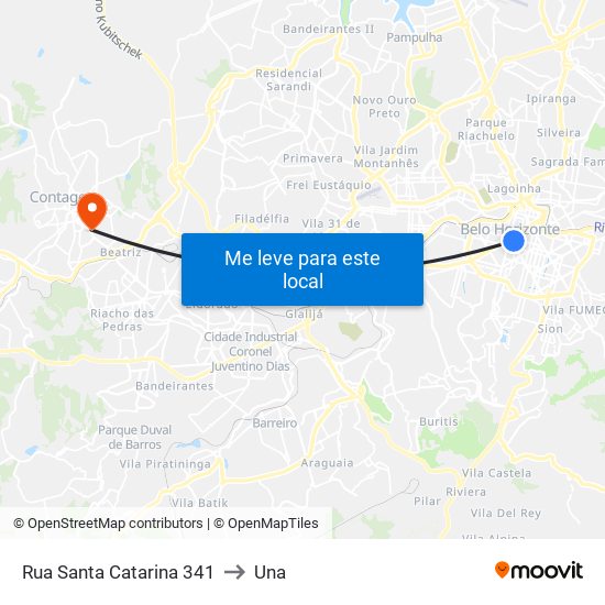 Rua Santa Catarina 341 to Una map