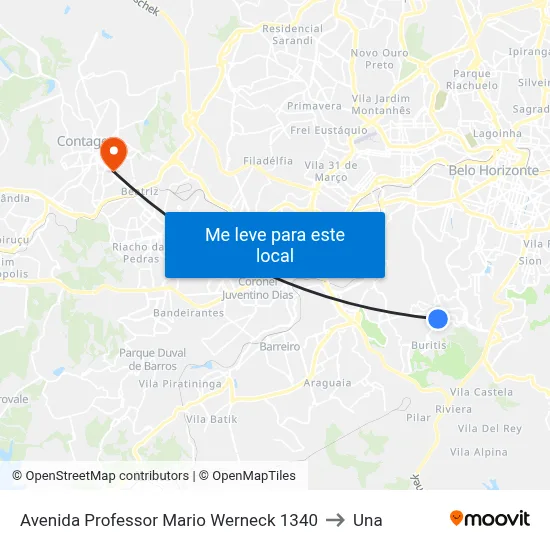 Avenida Professor Mario Werneck 1340 to Una map