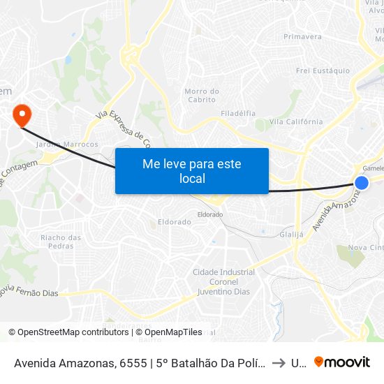 Avenida Amazonas, 6555 | 5º Batalhão Da Polícia Militar to Una map