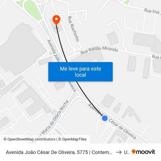 Avenida João César De Oliveira, 5775 | Contemporâneo Mall (Lojas Comerciais) to Una map