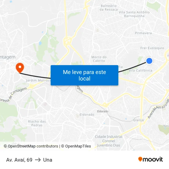 Av. Avaí, 69 to Una map