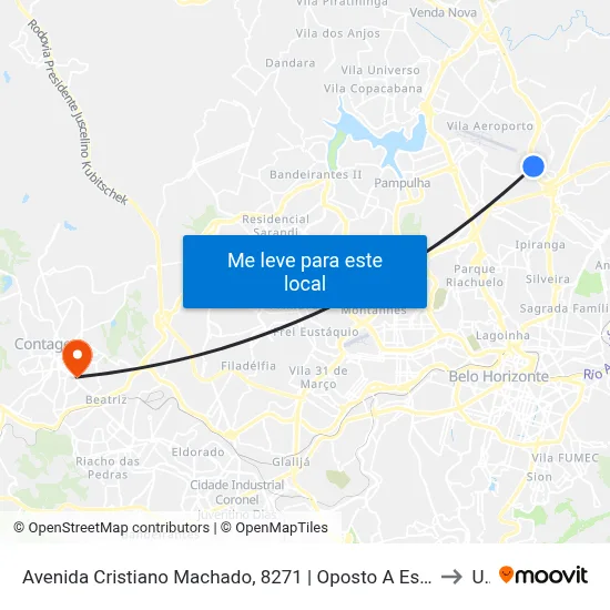 Avenida Cristiano Machado, 8271 | Oposto A Estação 1º De Maio Sentido Centro De B.H. to Una map