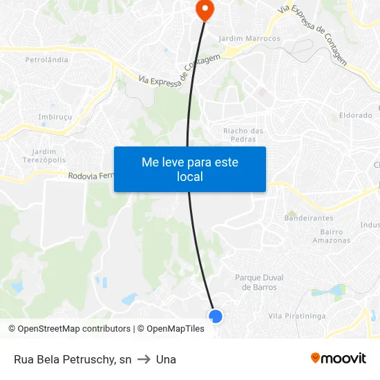 Rua Bela Petruschy, sn to Una map