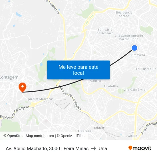 Av. Abílio Machado, 3000 | Feira Minas to Una map