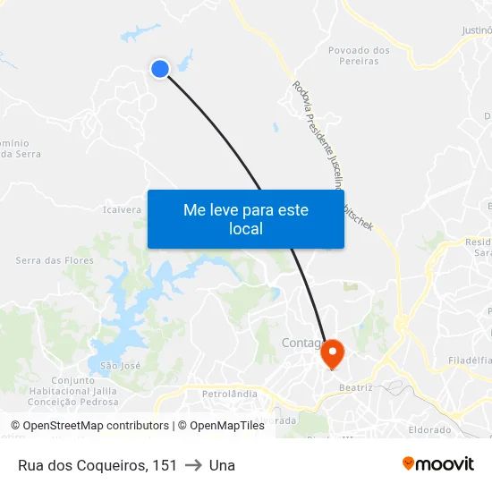 Rua dos Coqueiros, 151 to Una map