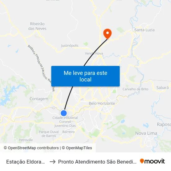 Estação Eldorado to Pronto Atendimento São Benedito map