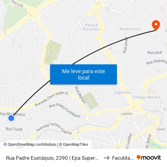 Rua Padre Eustáquio, 2390 | Epa Supermercados E Oposto A Igreja Padre Eustáquio to Faculdade Universo map