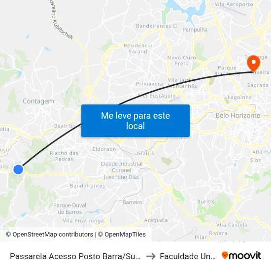 Passarela Acesso Posto Barra/Supergasbrás to Faculdade Universo map