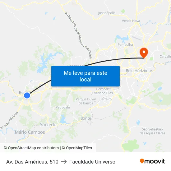 Av. Das Américas, 510 to Faculdade Universo map