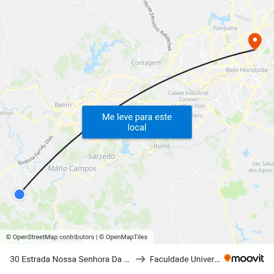 30 Estrada Nossa Senhora Da Paz to Faculdade Universo map